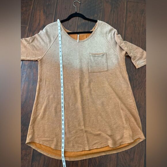 Free People Ombré Tunic Terry Sweatshirt Front Pocket Distressing size S - Picture 8 of 8